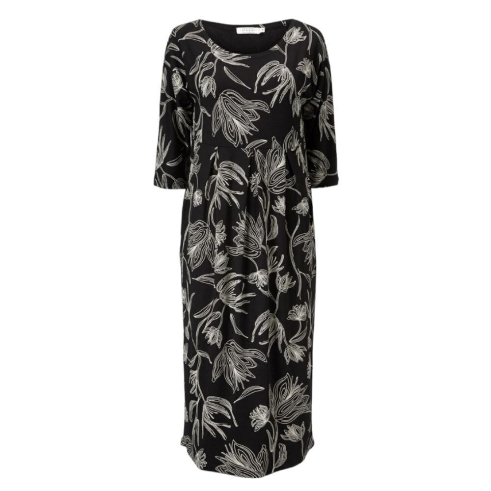 MASAI Copenhagen black‎ Nima floral minimalist midi dress XS